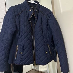 Active USA Women's Dark Blue Quilted Jacket Full Zip w/Gold Accent Size: S